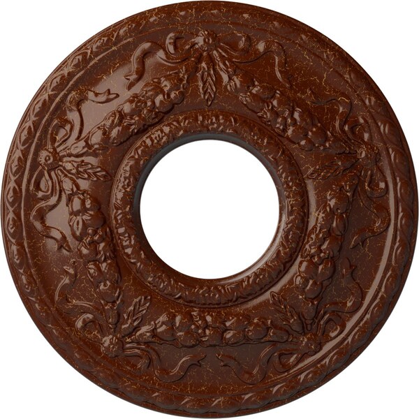 Ekena Millwork Hurley Medallion (Canopies up to 7 1/4"), 22 1/8"OD x 7 1/4"ID x 1 3/4"P, Burnished Mahogany Crackle CM26HUBMC - main